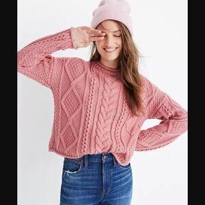 Madewell Blended Wool Slope Cableknit Pullover Sweater